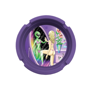 V Syndicate Reflections Blazin' Silicone Ashtray, Purple with Fun Alien Design, Top View