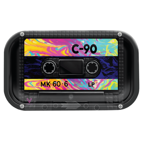 V Syndicate Cassette Metal Rollin' Tray with Colorful Design - Top View