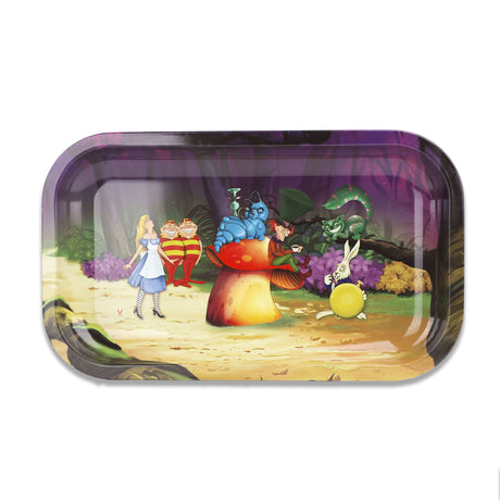 V Syndicate Alice Mushroom Metal Rollin' Tray, Medium Size, with Colorful Novelty Design