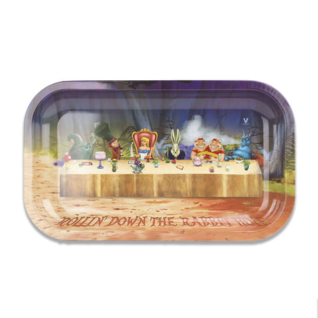 V Syndicate Alice Tea Party Metal Tray, medium size, with whimsical design, front view