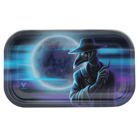 Dark Traveler Metal Rollin' Tray by V Syndicate, medium size with cosmic design, perfect for dry herbs
