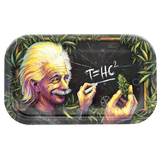 V Syndicate T=HC2 Higher Education Metal Rolling Tray with Einstein and cannabis leaves design