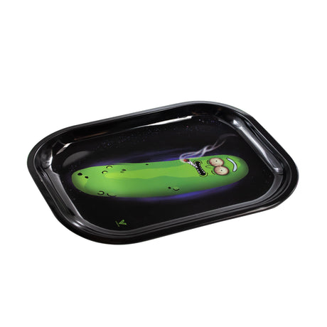 V Syndicate Pickle Metal Rollin' Tray in black and green, medium size, perfect for dry herbs