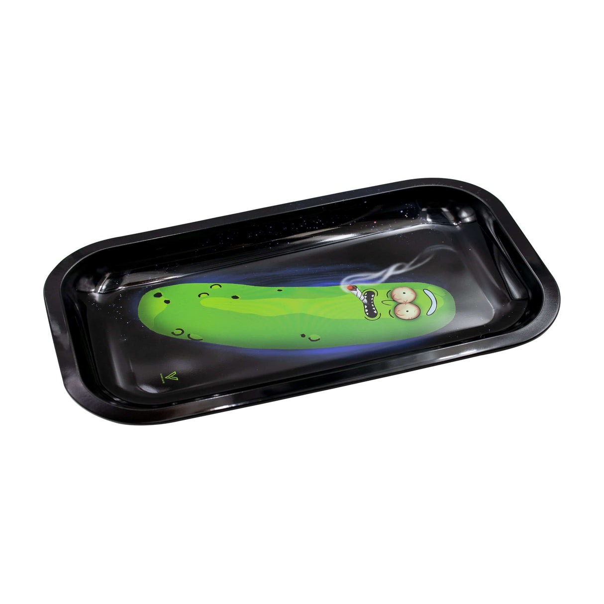 V Syndicate Pickle Metal Rollin' Tray in Black and Green, Fun Novelty Design, Medium Size