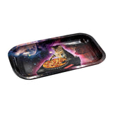 V Syndicate Pussy Vinyl Metal Rollin' Tray with cosmic cat design, medium size, ideal for dry herbs