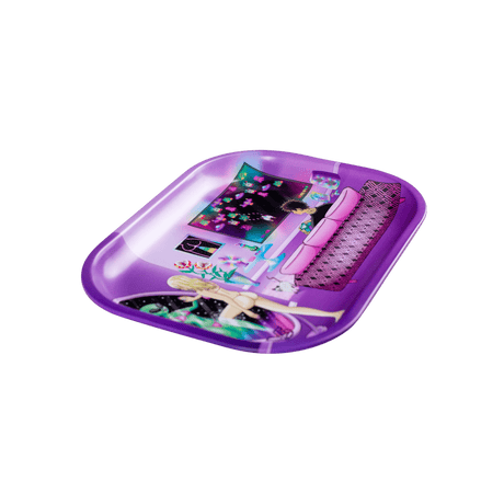 V Syndicate Reflections Metal Rollin' Tray in Purple with Fun & Novelty Design - Top View