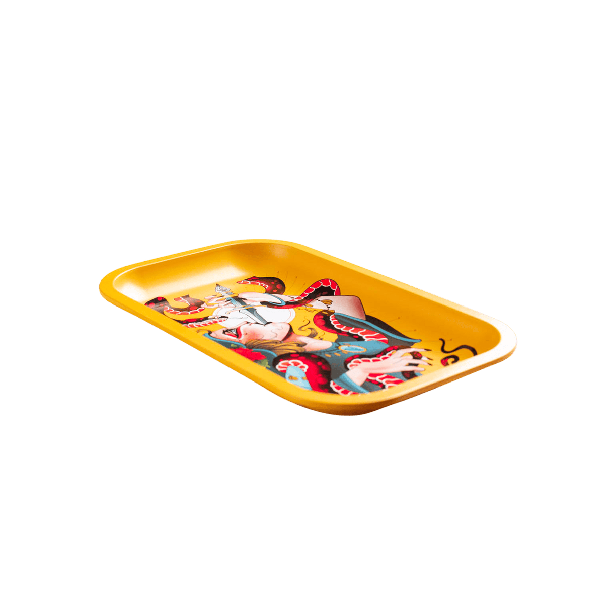 V Syndicate Serpentine Metal Rollin' Tray in Yellow with Fun & Novelty Design - Top View