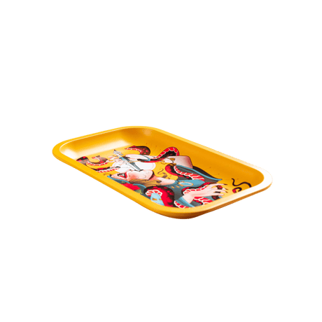 V Syndicate Serpentine Metal Rollin' Tray in Yellow with Fun & Novelty Design - Top View