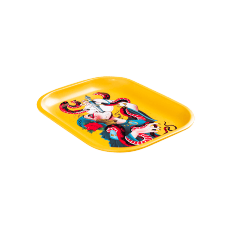 V Syndicate Serpentine Metal Rollin' Tray in Yellow with Novelty Snake Design - Compact Size