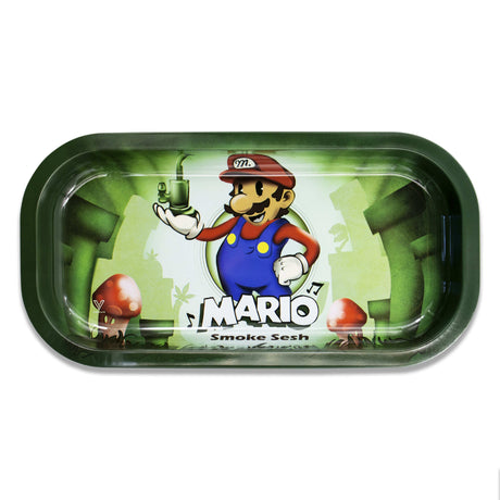 V Syndicate Mario Smoke Sesh Metal Rolling Tray, Medium Size, Green and Fun Novelty Design