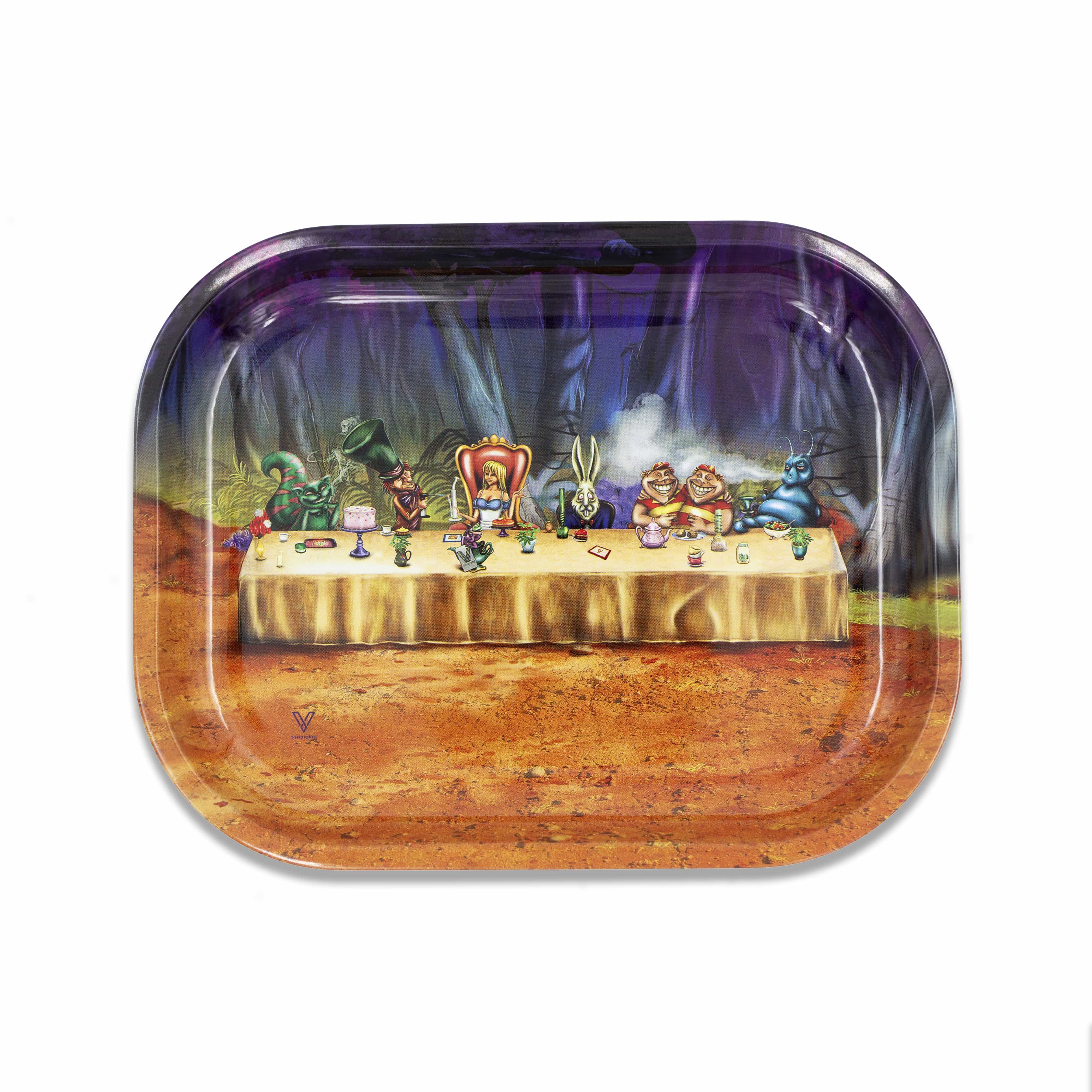 V Syndicate Alice in Wonderland Rolling Tray - Durable Metal, Vivid Art