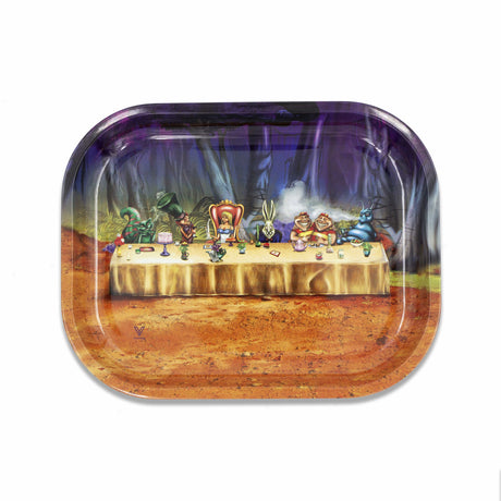 V Syndicate Alice Tea Party Metal Tray - Small, Fun & Novelty Design, Top View