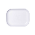 V Class White Metal Rollin' Tray by V Syndicate, compact and portable design, top view on seamless white background