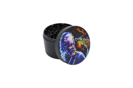 V Syndicate T=HC2 Genius Black Hole 4-Piece Grinder with nonstick surface, front view on white background