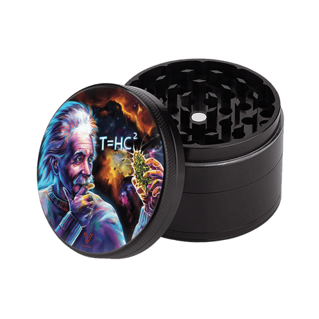 V Syndicate T=HC2 Einstein Black Hole 4-Piece Grinder with Nonstick Feature - Angled View
