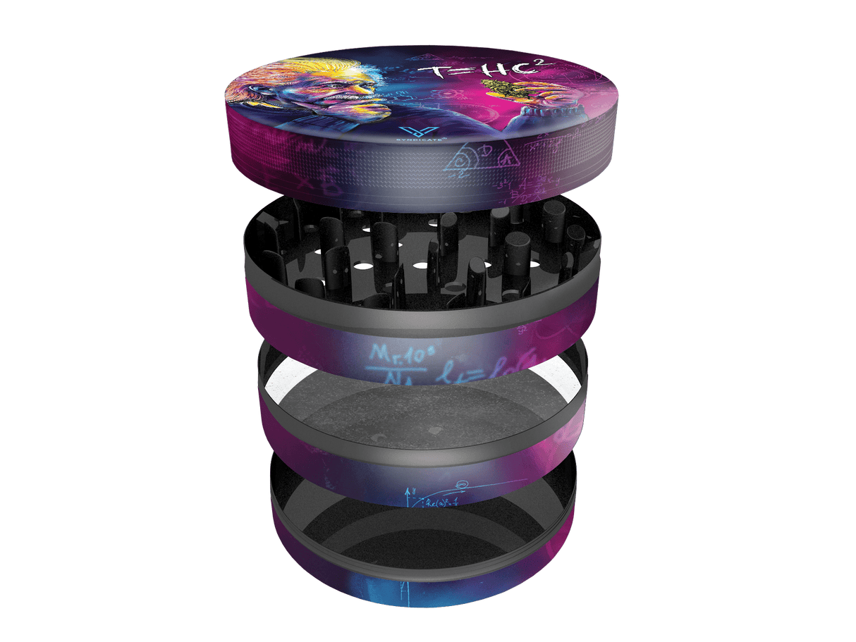 V Syndicate T=HC2 Einstein 4-Piece Grinder in Blue/Purple with SharpShred 360 Design