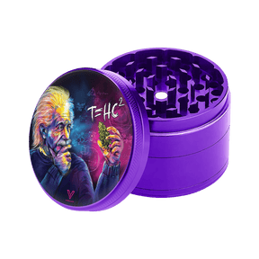 V Syndicate T=HC2 Genius 4-Piece SharpShred Grinder, Purple, Compact Design for Dry Herbs