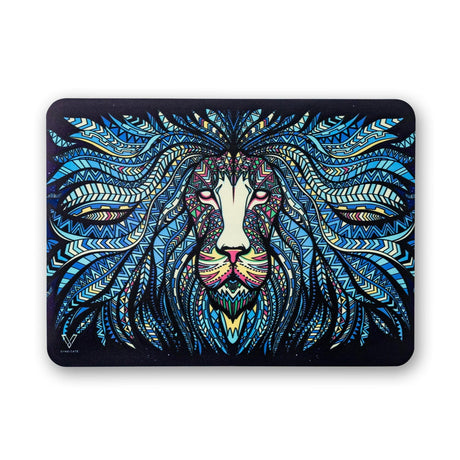 V Syndicate Tribal Lion Slikks medium-sized silicone dab mat with vibrant blue design, top view