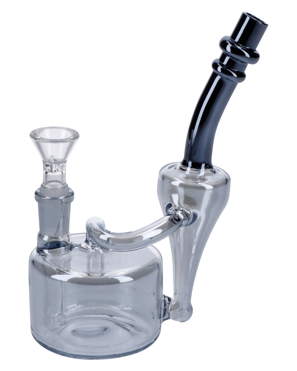 Valiant Painting Bubbler with Quartz Bowl - 6in, compact black and clear design, 90-degree joint