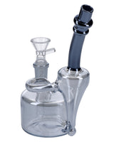 Valiant Painting Bubbler with Quartz Bowl - 6in, clear glass with black accents, 90-degree joint, side view
