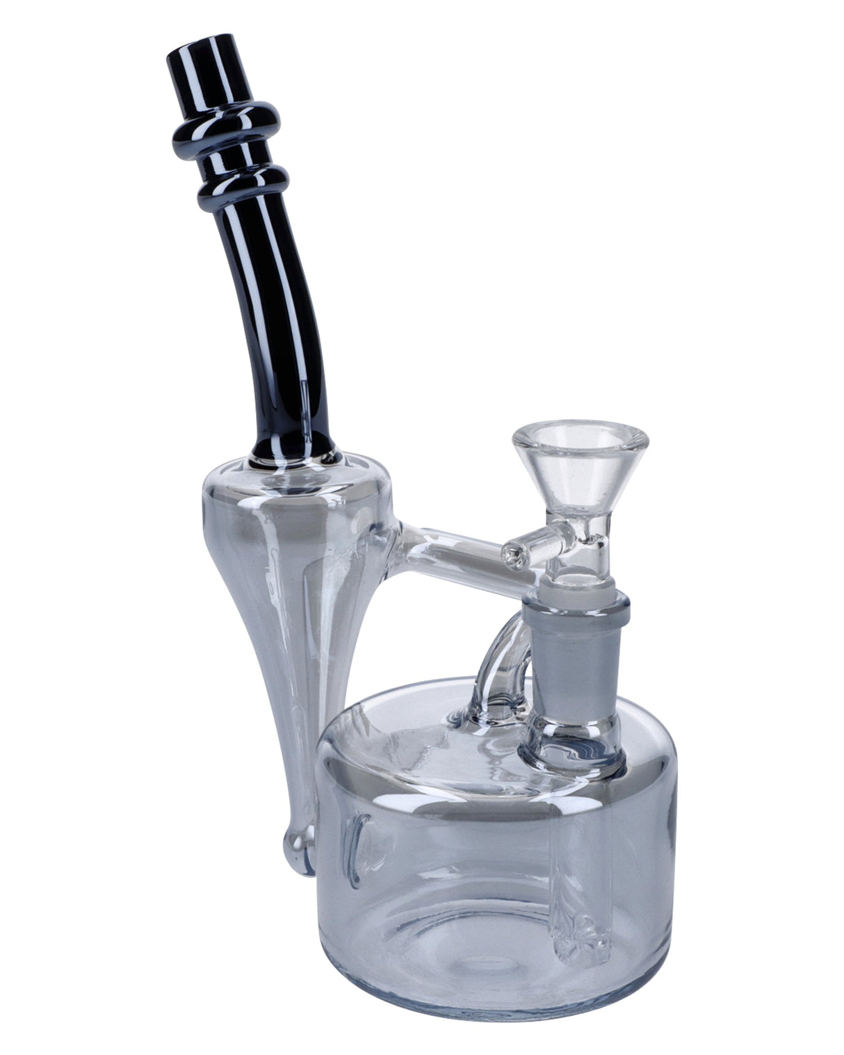 Valiant Painting Bubbler with Quartz Bowl - Clear and Black - 6in Side View