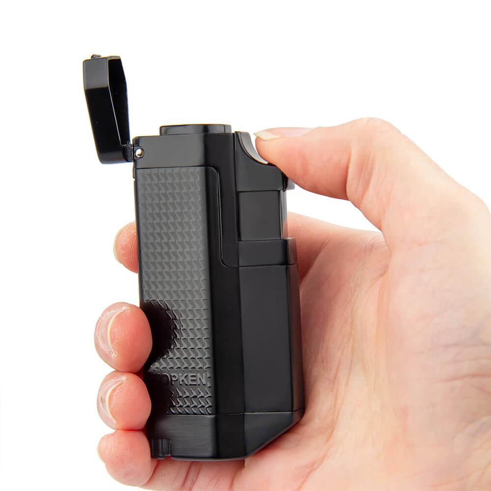 Hand-held PILOT DIARY Portable Black Triple Jet Dab Torch Lighter with a durable design