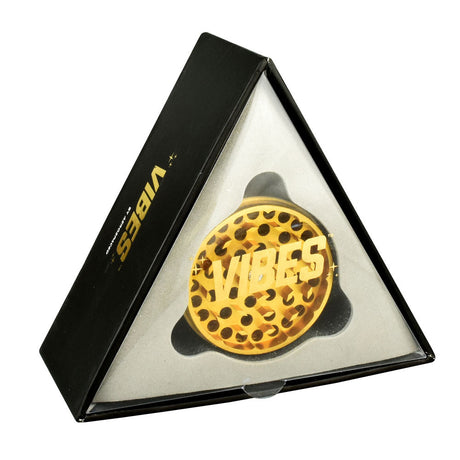VIBES Anodized Metal Grinder in Black and Gold, 4-Part Design, Portable Size, 2.5" Diameter