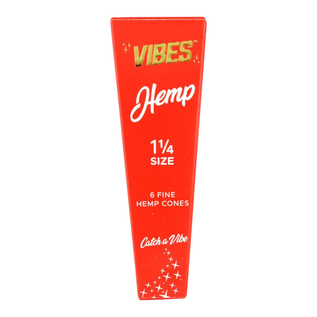 VIBES Hemp Cones 1 1/4" Size - 30 Pack, Unbleached Rolling Papers Front View