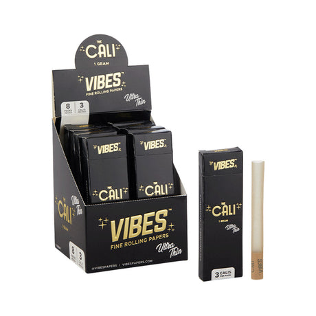 Vibes Cali Ultra Thin Pre-Rolls 3-Pack Display with Individual Pack and Sample Cone