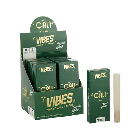 VIBES The Cali Organic Hemp Pre-Rolls 8 Pack Display with Single Cone