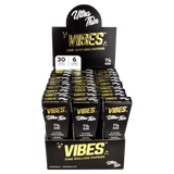 VIBES Ultra Thin Cones 30 Pack display, 1 1/4" size, for smooth dry herb rolling