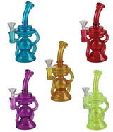 Assorted Vibrant Recycler Water Pipes in blue, red, yellow, purple, and green with In-Line Percolator