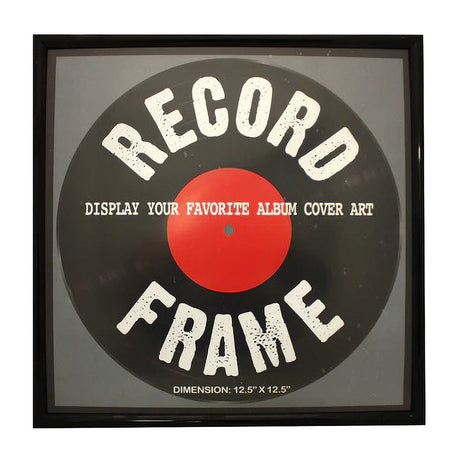 Black Vinyl Record Frame 12.5" x 12.5" for Album Cover Art Display - Front View