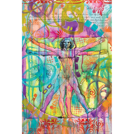 Colorful Vitruvian Man Poster, 24" x 36", vibrant wall art on white background