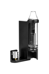 Vivant Dabox Pro Wax Vaporizer in black, side view showing quartz coil and glass chamber