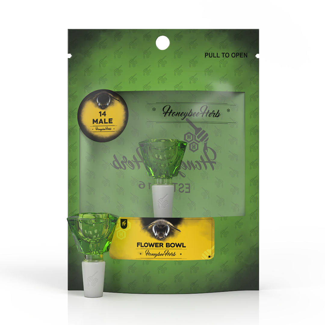 Honeybee Herb Flower Bowls in Green Line variant, front view on packaging