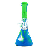 PILOT DIARY Silicone Beaker Bong in Blue & Green - Durable with Easy Grip - Front View