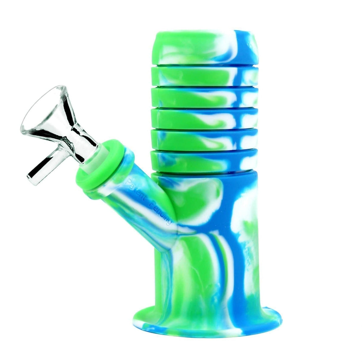 PILOT DIARY Collapsible Silicone Bong in Blue & Green - Front View with Bowl