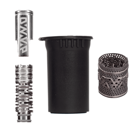 DynaVap Omni Cap 'N Coil Tip Kit with textured coil and black storage tube - Top View