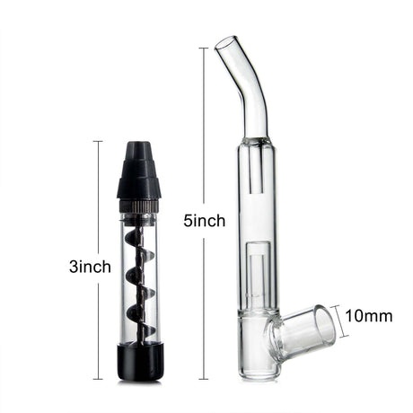 PILOT DIARY Mini Glass Blunt Twist Pipe, Clear with Black Spiral, 5 Inch Side View