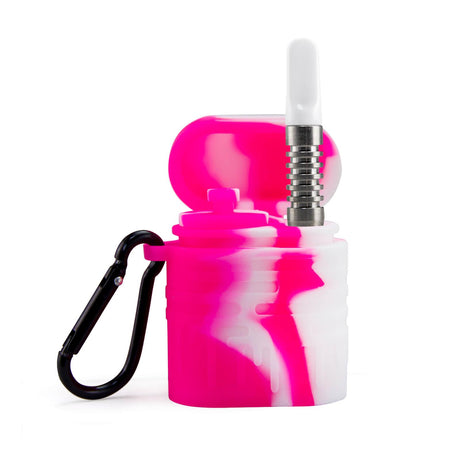 PILOT DIARY Silicone Dugout One Hitter Set in Pink with Open Lid and Metal Bat Side View