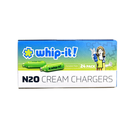 Whip-It! Brand Cream Chargers 24 Pack, compact steel cartridges for kitchen use, front view