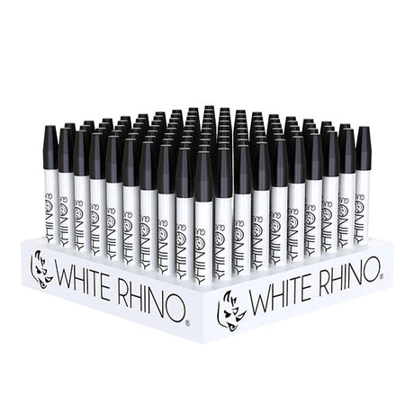White Rhino Ceramic Dab Straws with Silicone Caps displayed in a 100pc set, ideal for concentrates
