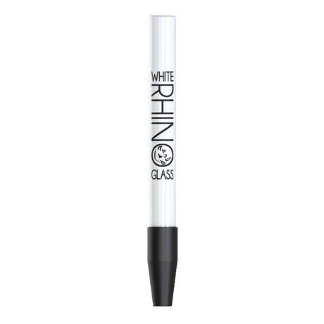 White Rhino Ceramic Dab Straw with Silicone Cap, 5-inch, Black and White, Front View