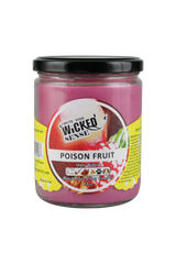 Wicked Sense Soy Candle, Poison Fruit scent, 13 oz, purple, compact design, metal lid, front view