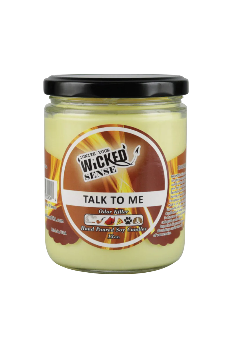 Wicked Sense Soy Candle, 13 oz, Blue and Purple, Odor Eliminating, Front View