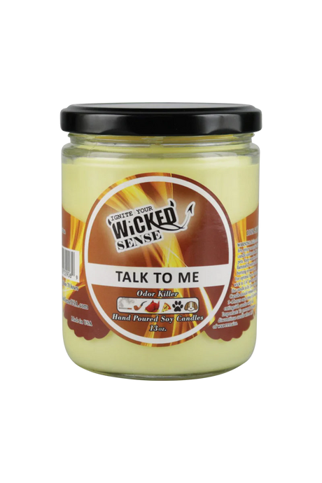 Wicked Sense Soy Candle, 13 oz, Blue and Purple, Odor Eliminating, Front View