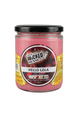 Wicked Sense Hello Lola Odor Killer, 13 oz hand-poured soy candle in metal jar, made in USA, front view.