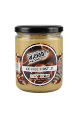 Wicked Sense 13 oz Soy Candle, Coffee Scent, Odor Eliminating, Front View on Seamless White