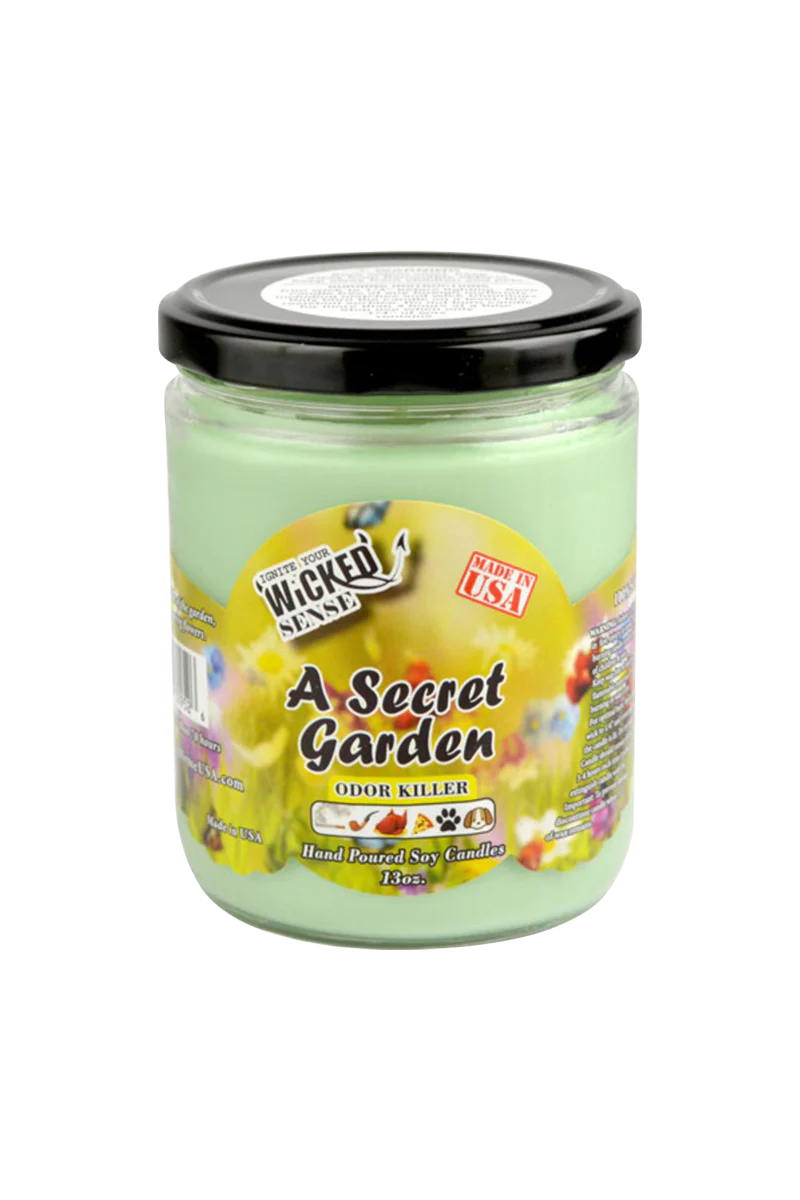 Wicked Sense Soy Candle in Blue, 13 oz Portable Odor Killer, Made in USA, Front View